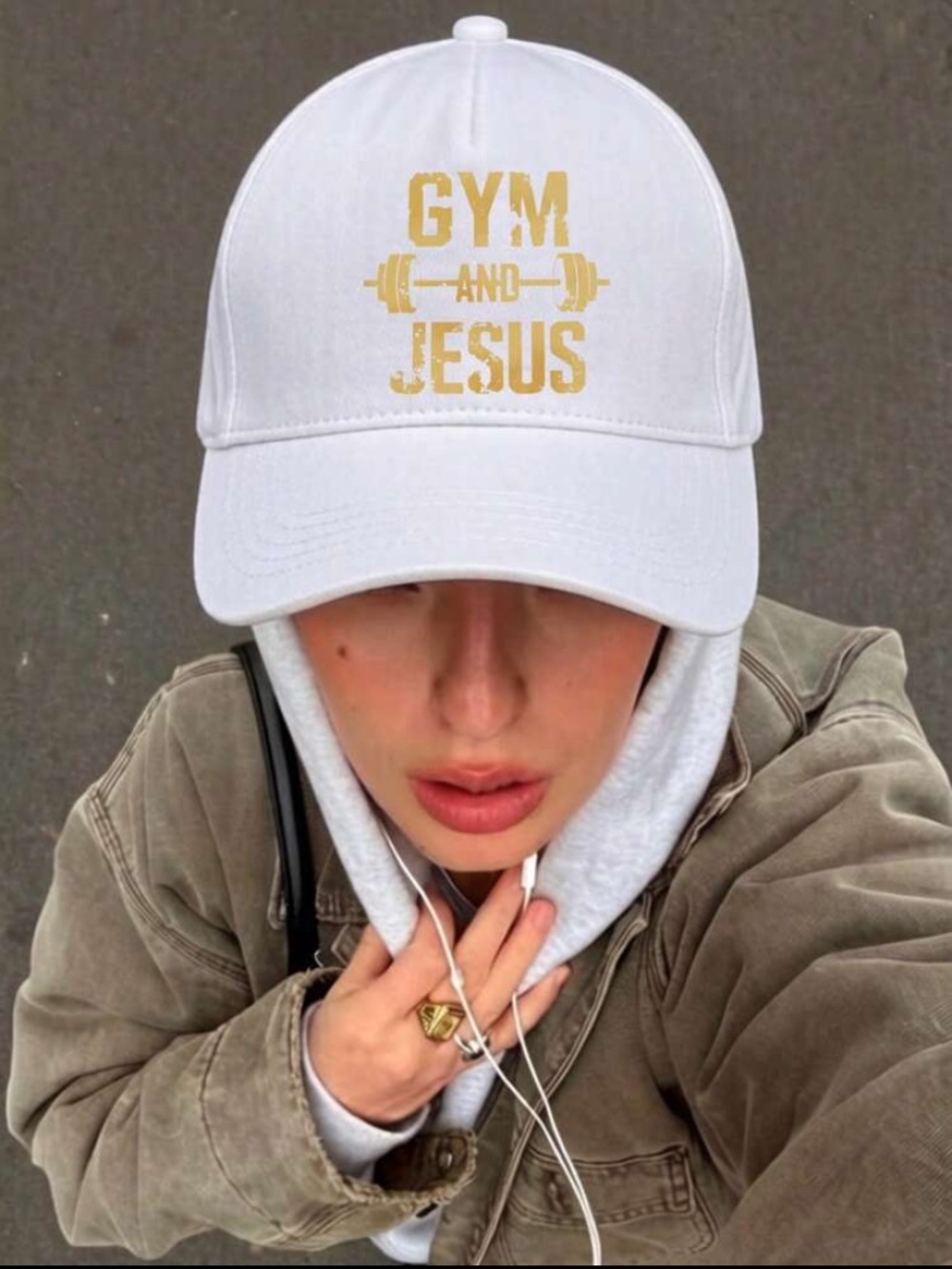 Gym and Jesus White Adjustable Baseball Cap New